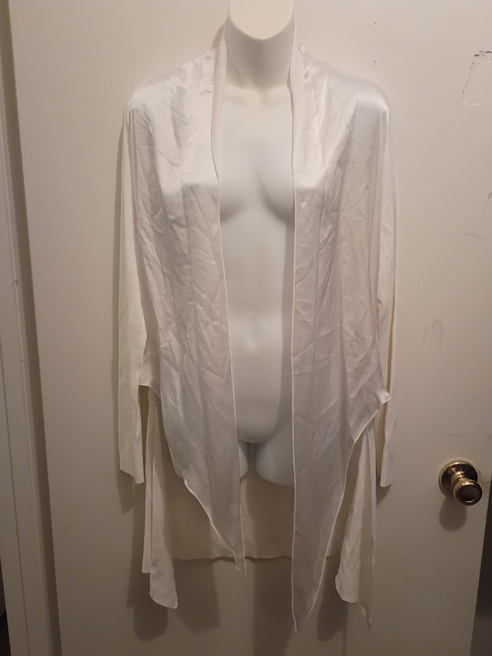 Etcetera White Satin Drape Kimono Cardigan